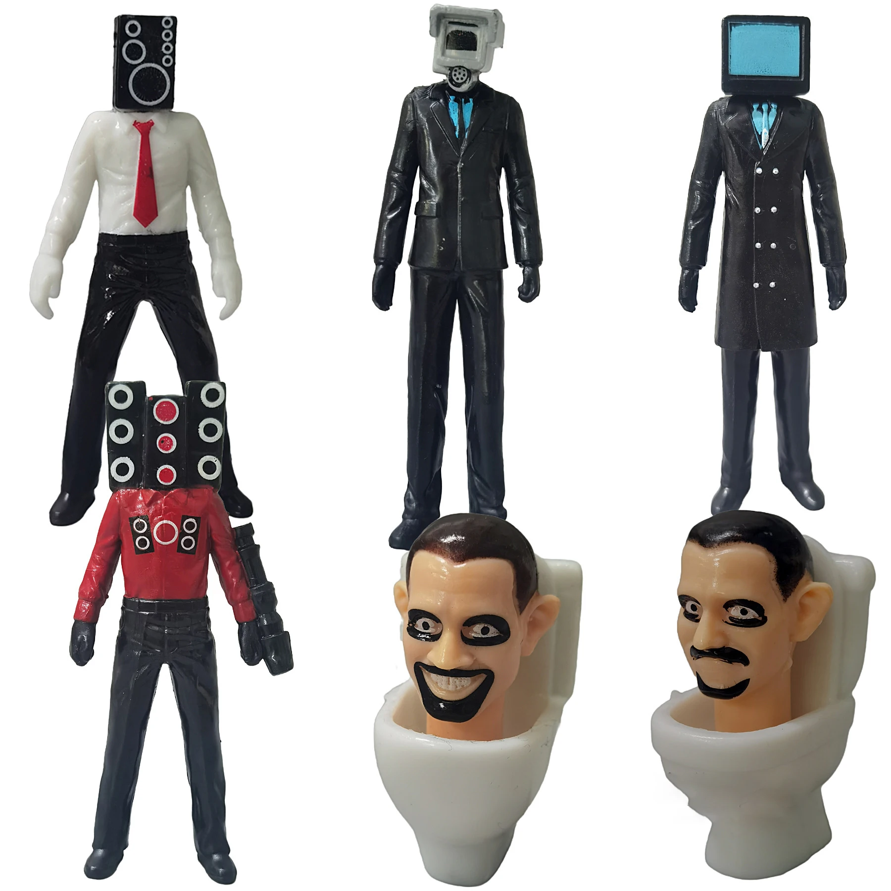 6Pcs/Set Skibidi Toilet  Monitor Man TV Man Children Toys Game Action Figure PVC Doll Cake Decoration Birthday Halloween Gifts