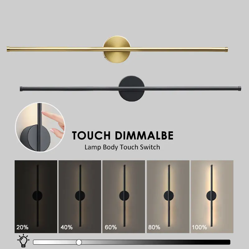 

Крытый светильник для спальни, корпус сенсорного выключателя, светодиодные настенные светильники, скандинавская яркость, светодиодные настенные светильники с регулируемой яркостью, настенное бра для кухни, столовой