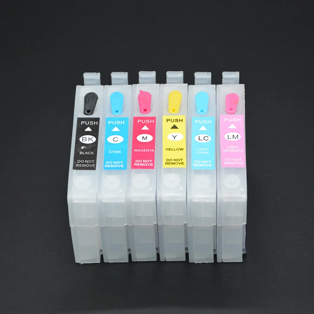 6-farbige Nachfülltintenpatrone ohne Chip für Epson 1390 1400 1410 1430 1500 W R270 T50 P50 T60 R330 R265 R285 R360 TX800 R295 TX820