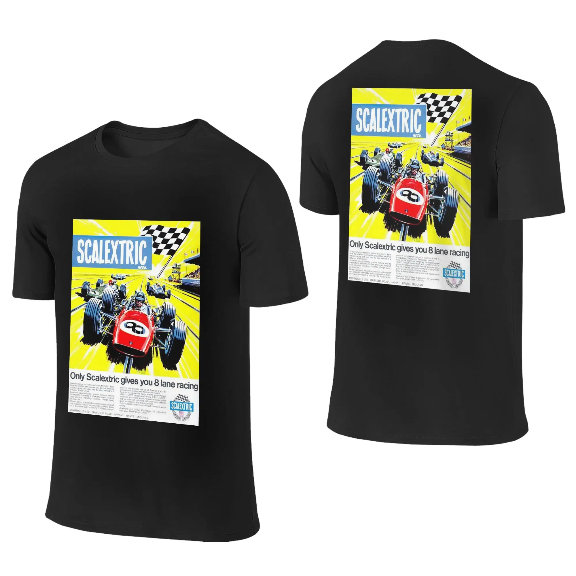 Camiseta 100% de algodón Scalextric Vintage Stuff, camiseta de doble cara para hombre, camisetas de verano con cuello redondo, camisetas S-6XL