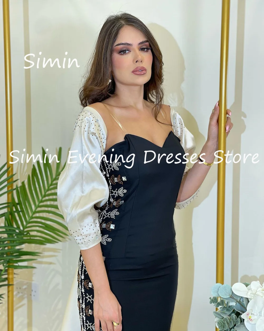 Simin Satin Mermaid Off-the-shoulder Arab Formal Prom Gown Ankle-length Saudi Evening Elegant Party dresses for women 2023