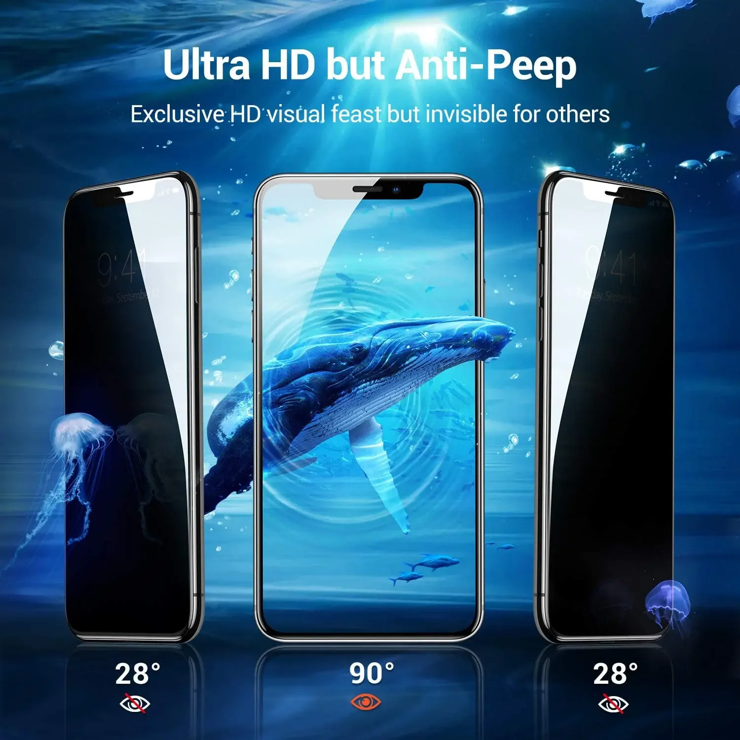 for iPhone 13 12 11 Xs Max Pro X XR Screen Protector [Privacy Protection]Military Grade Shatterproof Anti-Scratch Tempered Glass