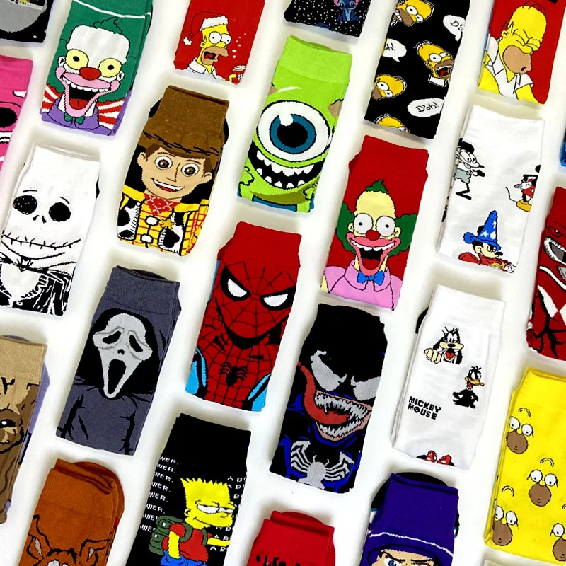 2023 New Anime Marvel Men Socks Long Sock Men‘s Knee-High Couples cosplay Sock Personality Hip Hop Harajuku Funny Sock for Women