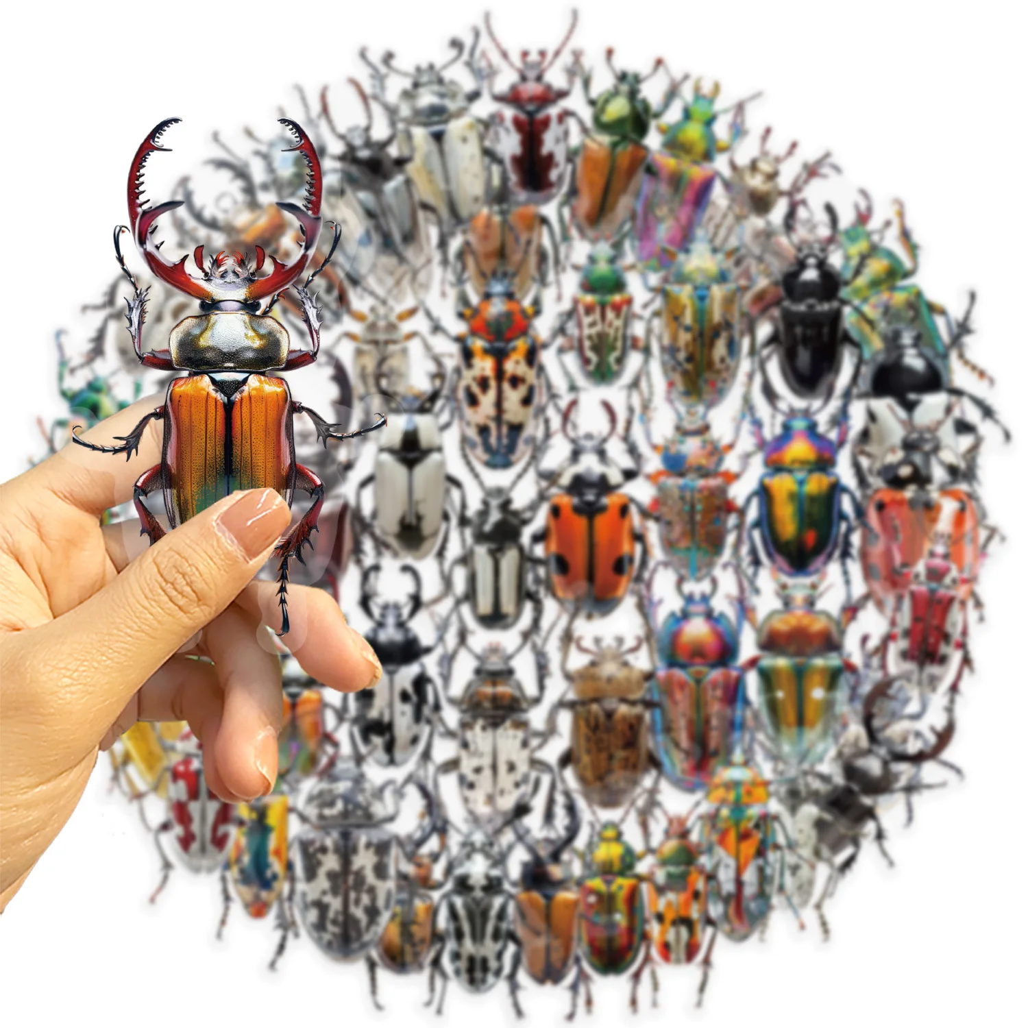 50PCS Vintage Insect Stickers Pack Stationery Laptop Guitar Phone Suitcase DIY Sticker Handmade Journaling PET Materials Decals﻿