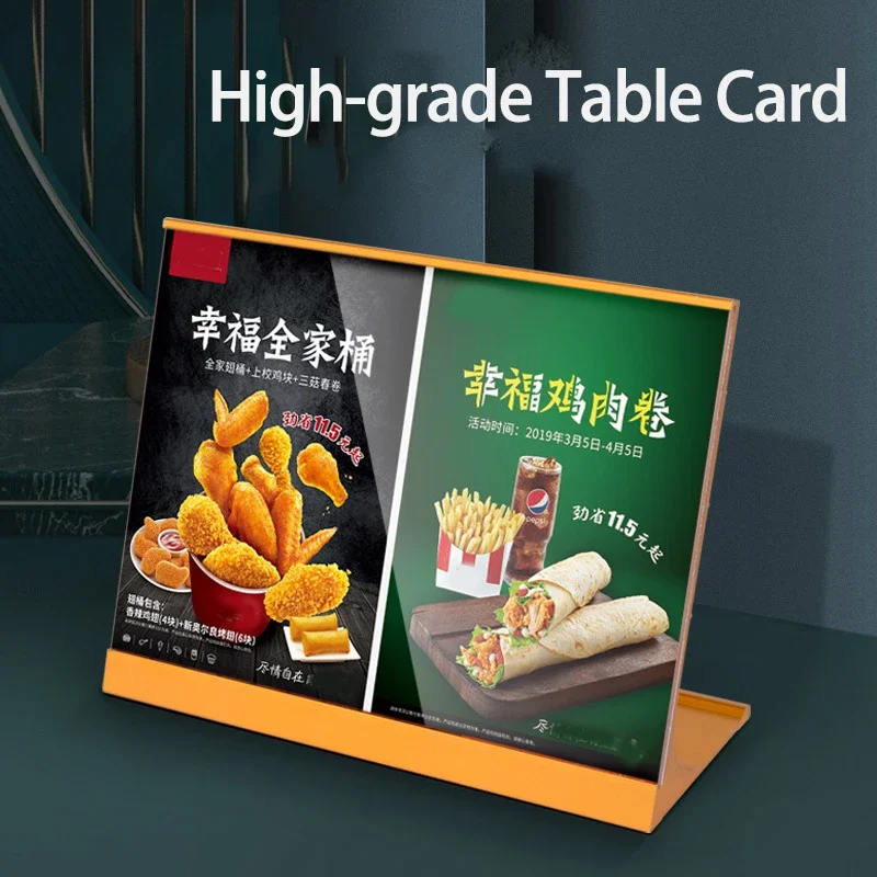 

Metal Base Frame Menu Board L Acrylic Display Slanted Card Holder Board Coffee Price List Menu High-grade Transparent Table Card