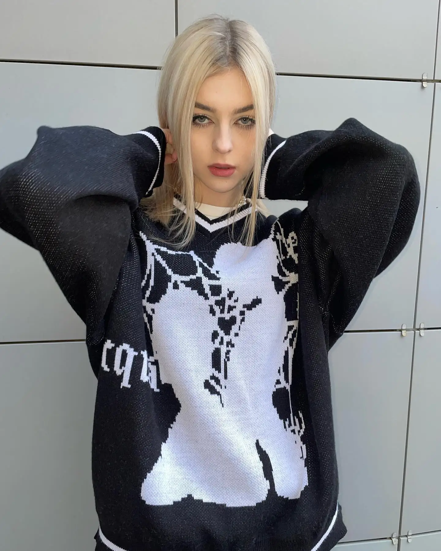 design pullover sweaters women vintage Tops Goth Sweater Punk Fairy Grunge Knitted Clothes Streetwear love Couple style