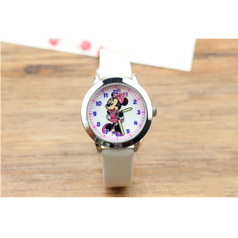 NEW Disney Minnie Mouse Kids Watch Mickey Minnie Mouse Anime Figure Watches Children Cartoon Quartz Watches for Girls Gifts Toys