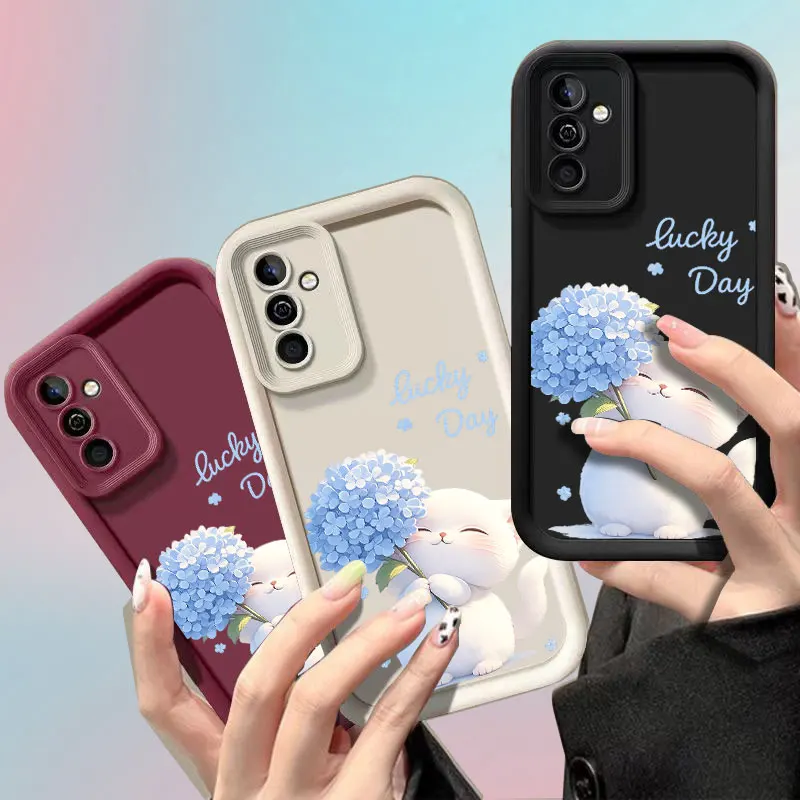 Phone Case For Samsung Galaxy A53 A54 A55 A56 A57 A73 F06 F15 F16 F54 M06 M15 M16 M34 M54 M36 Soft Cover Lucky Cute Cat