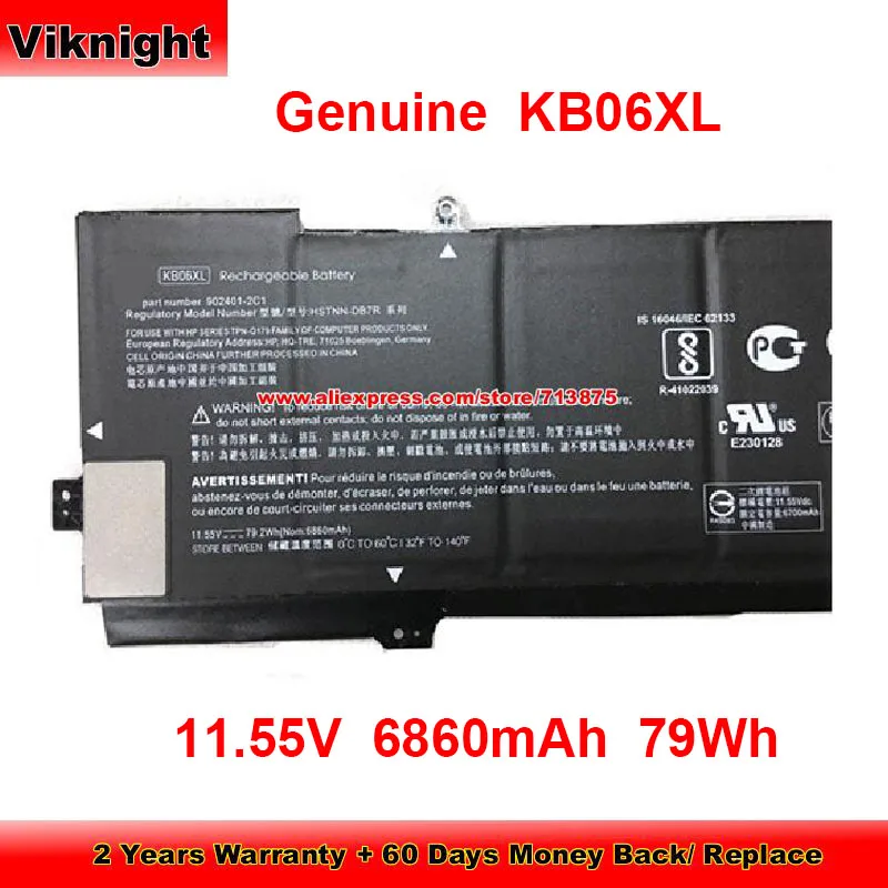 Genuine KB06XL Battery for HP Spectre x360 15-bl075nr 15-BL0XX 15-bl012dx 15-BL018CA 15-bl112dx 15-bl100  11.55V 6860mAh 79Wh