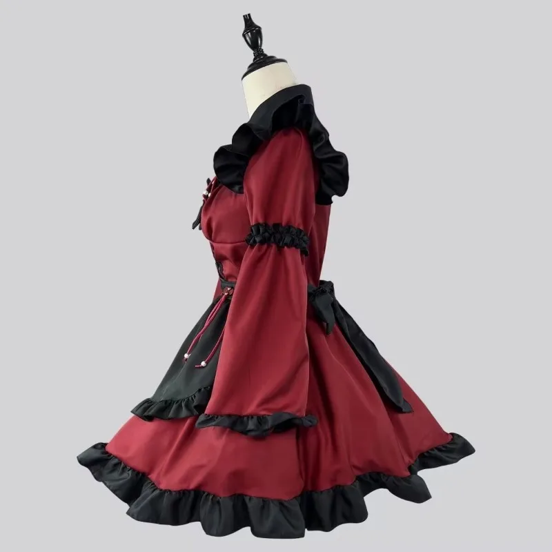 Novo estilo chinês original gótico vermelho lolita vestido para primavera e verão vestidos de empregada kawaii menina roupas de grandes dimensões