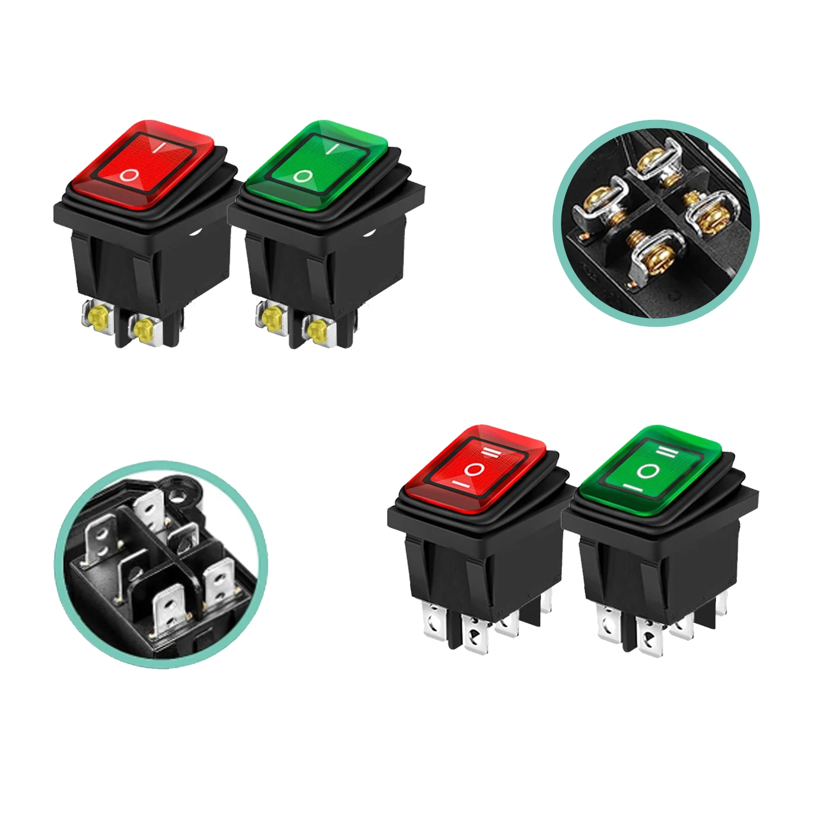 12V-24V Waterproof Rocker Switch SPDT ON OFF DPDT ON OFF ON 110V-220V Outdoor Wire Cable Junction Box 4-12mm PG9 PG11 Connector