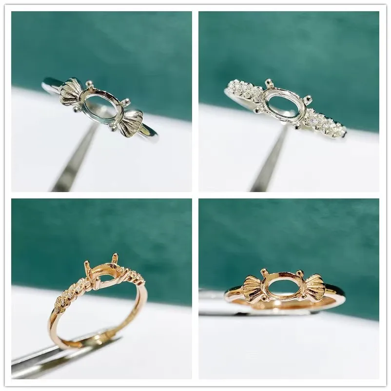 

MeiBaPJ 4*6 эллиптический камень из стерлингового серебра 925 пробы модный держатель для колец DIY пустая поддержка для женщин изысканные очаровательные ювелирные изделия