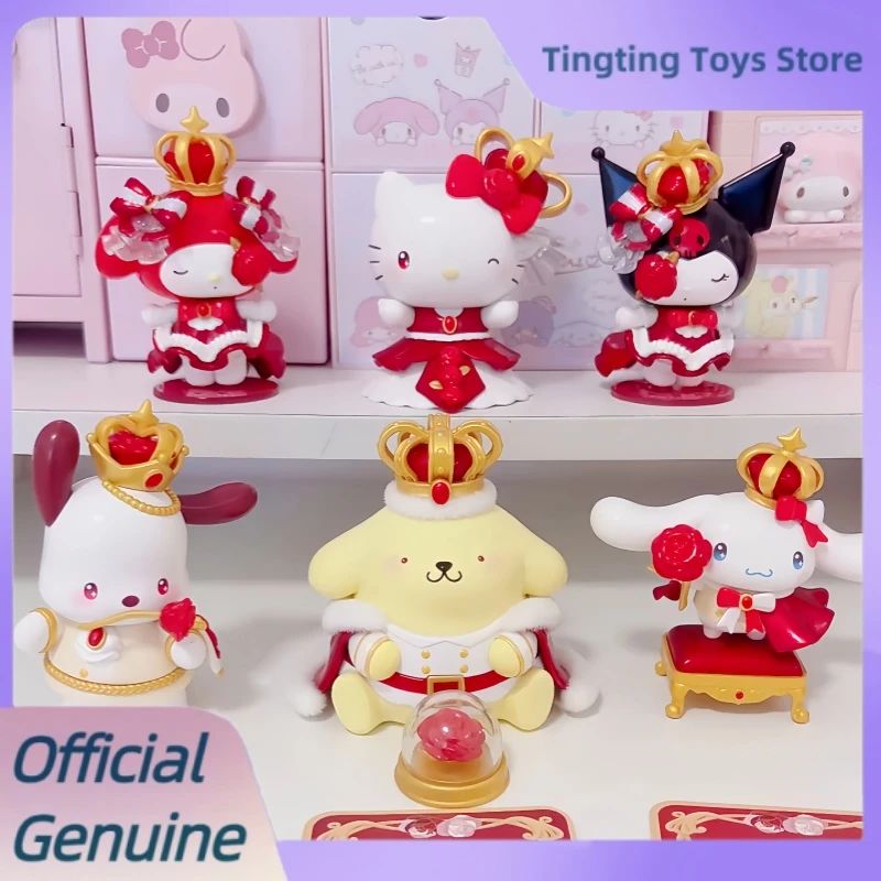 

Genuine Sanrio Characters The Night Of Rose Series Blind Box Kawai Figurine Desktop Ornament Pvc Model Toys Mystery Box Gift