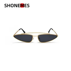 Shonemes Triangle Sunglasses Retro Design Double Bridge Women Sun Glasses Small Frame Outdoor UV400 Shades for Ladies