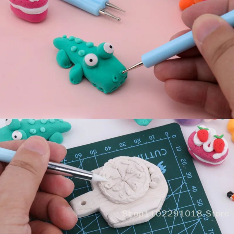 5 قطعة/المجموعة سيليكون الطين النحت أدوات ل فرشاة النمذجة التنقيط مسمار الفن الفخار الطين أداة DIY نحت السيراميك النحت