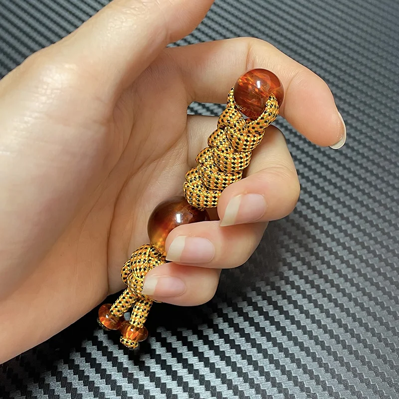 EDC Handmade Braided Umbrella Rope Pendant Fingertip Push Slider Pendant Knife Pendant Fidget Spinner Decompression Toy Accs