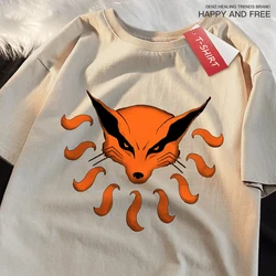 Japanese Anime Naruto -ナルト Nine Tails Womens Tee Clothing Cotton Letter T Shirt Anime Outdoor T-Shirt Funny Fitting Tops