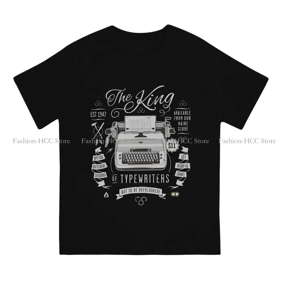 The King Round Collar TShirt Typewriters Basic Polyester T Shirt Man's Clothes Fashion