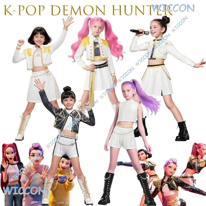 MoeMimic/KPop Dem on Hunter Girl Group disfraz Rumi Mira Golden 3D impreso Pop cantante conjunto de traje Halloween Cosplay Navidad