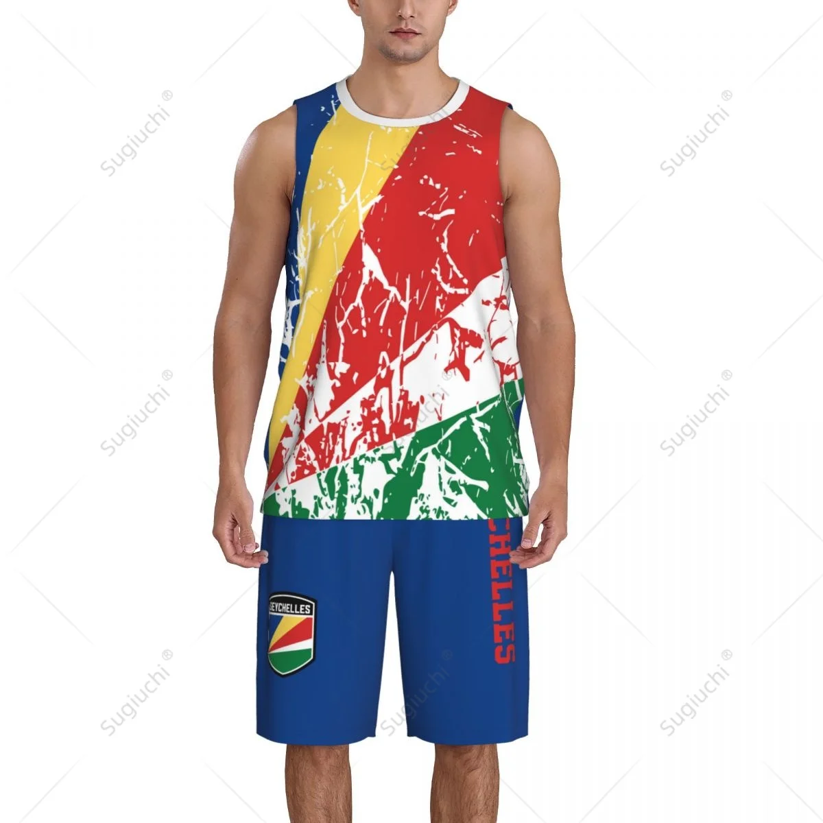 Basquete Jersey Set para homens, camisa sem mangas e calças, nome personalizado, Nunber exclusivo, bandeira do país