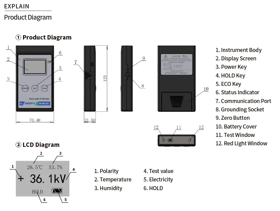 High Performance QEEPO QP-ESD201static Electricity Tester