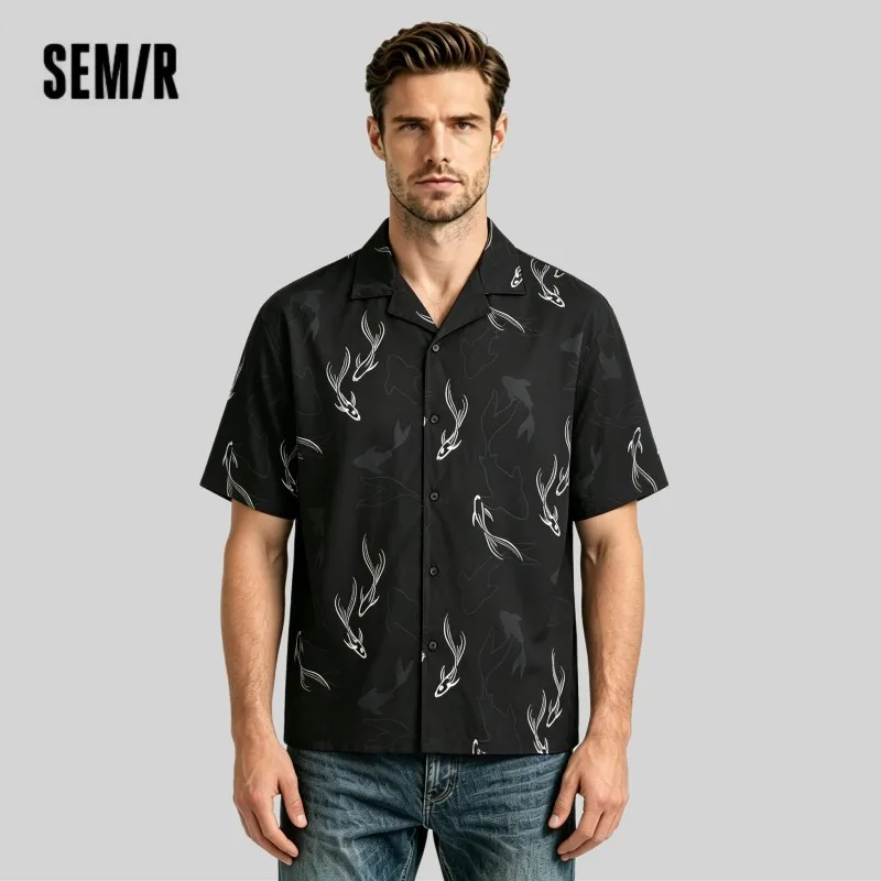 

Semir Casual Style Short Sleeve Shirt Men Matching Couple Vacation Wear 2025 Summer New Relaxed Draped Fit Top