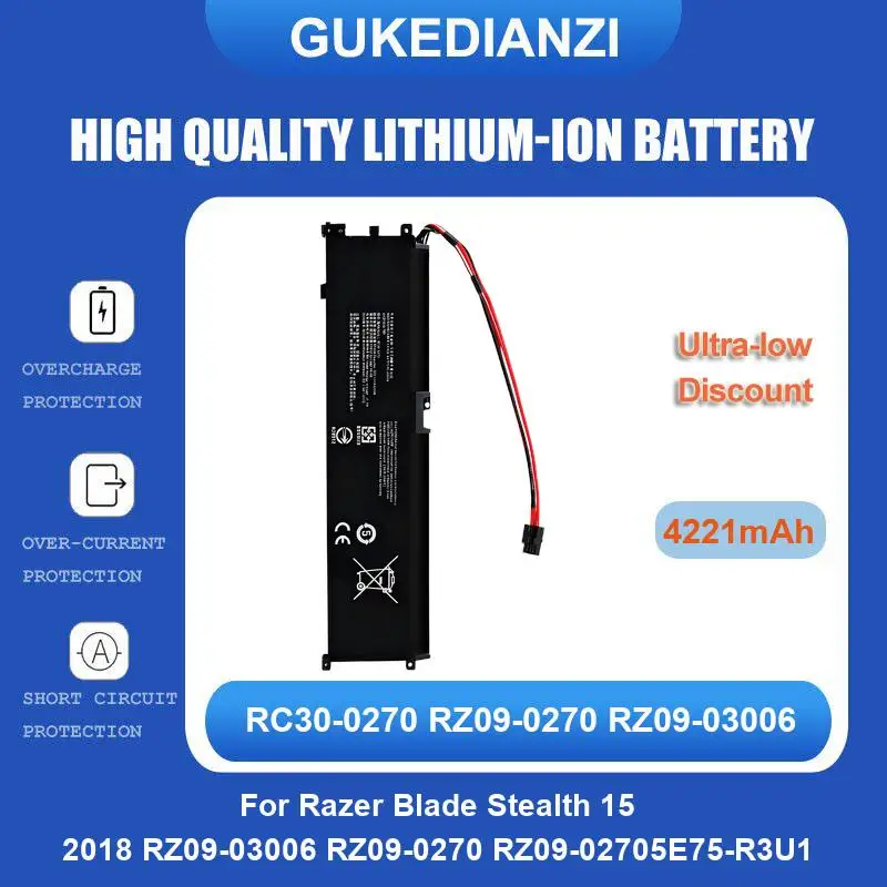 Battery For Razer Blade Stealth 15.6 2018 RTX 2070 i7 8750H 15 2020 RZ09-0328 RZ09-03304x RZ09-03305x RZ09-0330x RZ09-0330 13
