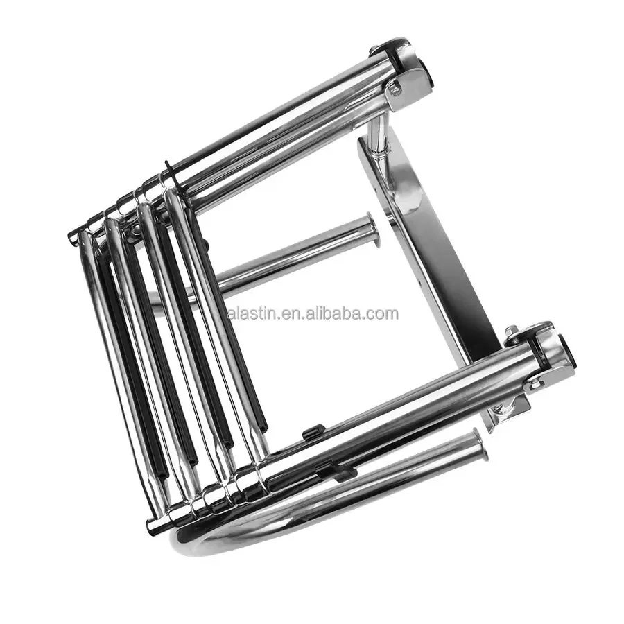 Stainless Steel Mirror Polished Hot Sale High Loading Power Folding Stretch Boat Ladder For Pantoon Boat