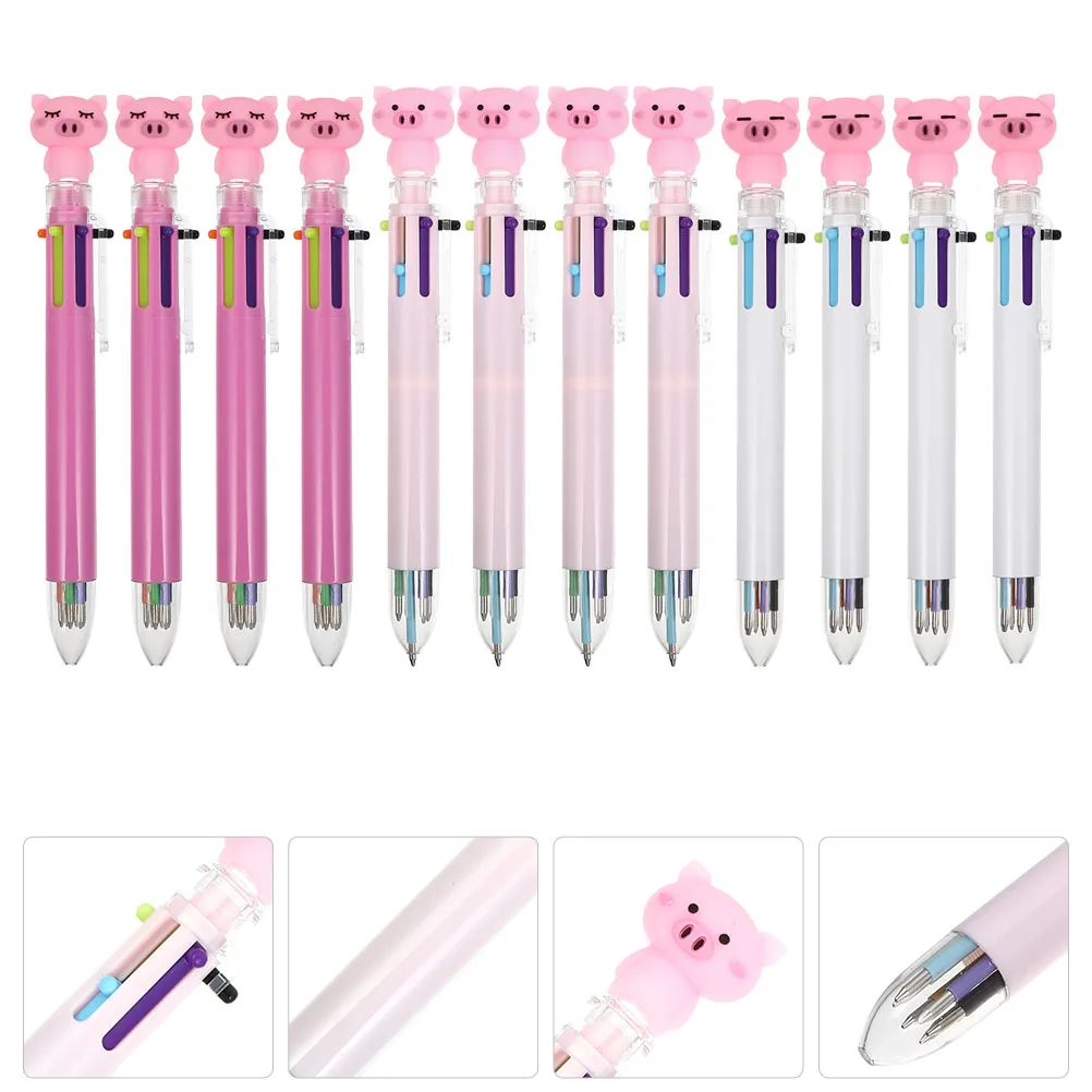 

12 Pcs Cartoon Ballpoint Pen Colored School Supplies Animal Pens Bulk Plastic Multiple Student