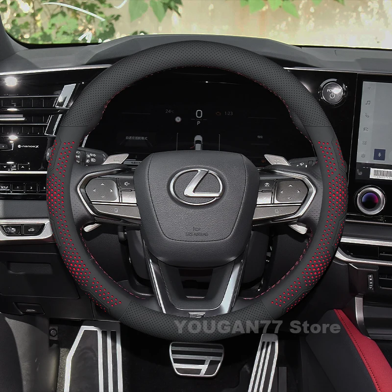 

Leather Car Steering Wheel Cover For Lexus RX300 RX350 RX350h RX450h RX500h 2025 2016-2024 Non-slip Auto interior Accessories