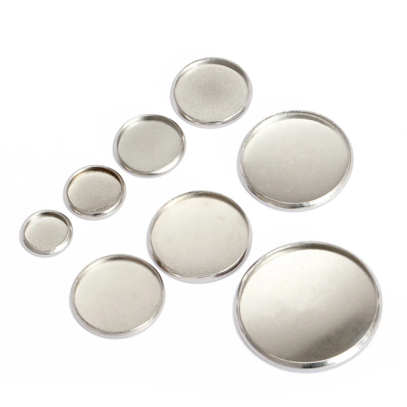

20pcs Stainless Steel Cabochon Cameo Base Round Bezel Tray Blank Base Fit 6-30mm Cameo Base Settings for Jewelry Making DIY