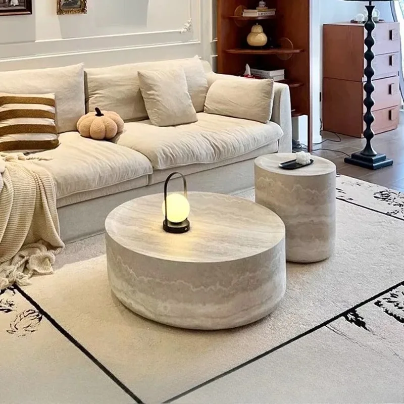 Round Stone Pattern Coffee Table Design Sense Nordic Living Room Creative Coffee Table Minimalist Creative Side Table Furniture