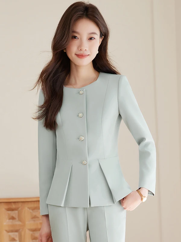 

Fashionable Korean Style Women's Suit Jacket 2025 Autumn Design Sensation Ladylike Small Fragrance Style Suit Pants Set