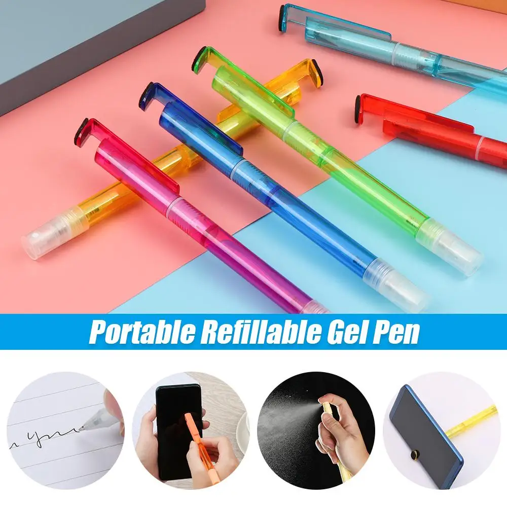 Navulbare Mini Schrijfgereedschap Telefoonhouder Briefpapier Balpen Spray Gel Pen Reis Parfum Fles Schoonmaak Pennen