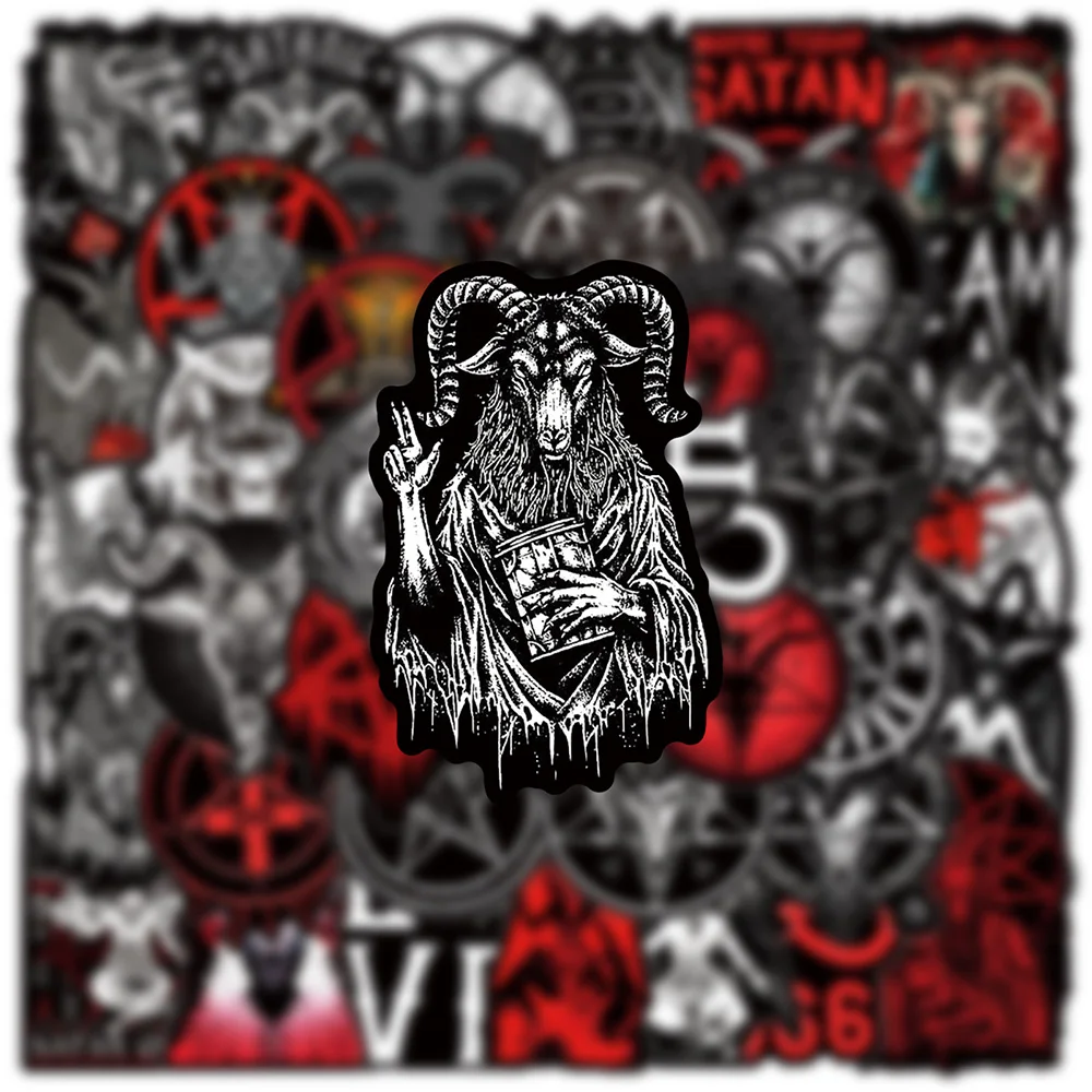 10/30/50pcs Cool Dark Satan Gothic Stickers Horror Demon Graffiti Decals DIY Scrapbook Laptop Fridge Waterproof Sticker Packs