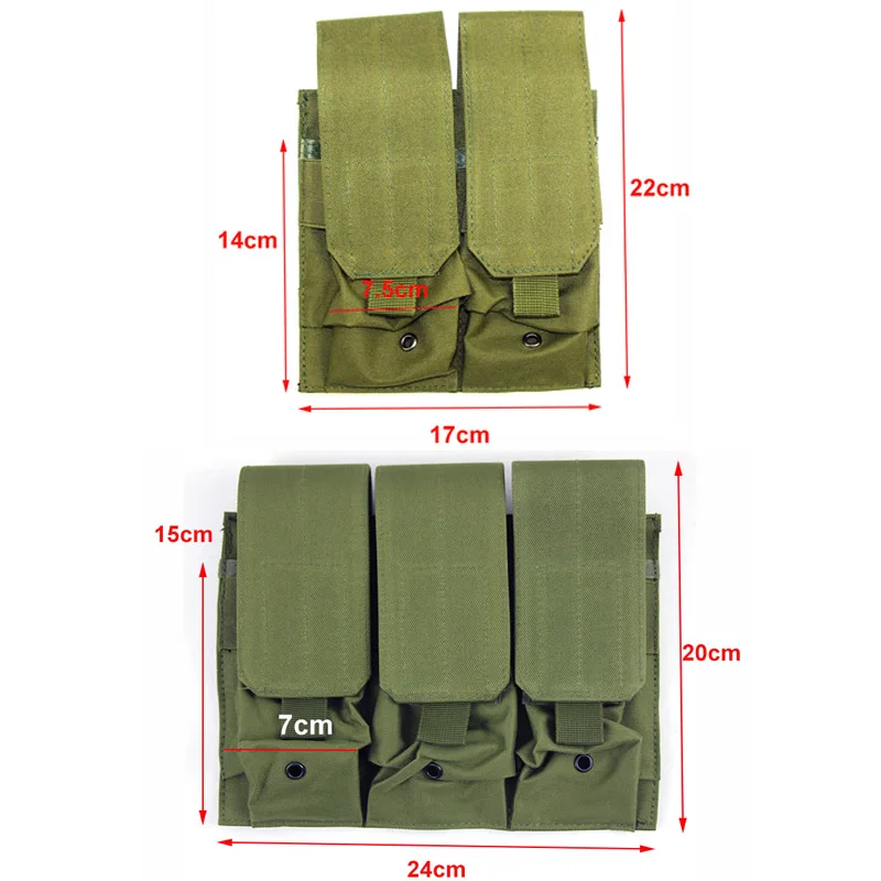 Molle 5.56mm 7.62mm Magazine Pouch Double Triple Bag AK47 74 M4 AR 15 Nylon Mag Bag Hunting Accessories Pack