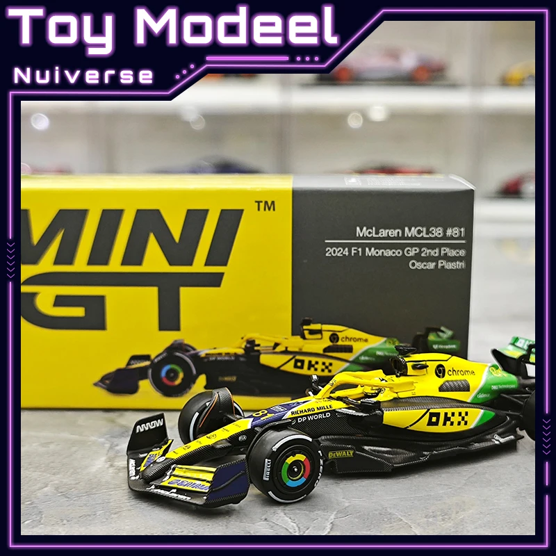 MINI GT 1:64 McLaren MCL38 #81 Piastri F1 Diecast Model Car Orange Alloy Collectible Desktop Decoration Gift for Boys Racing