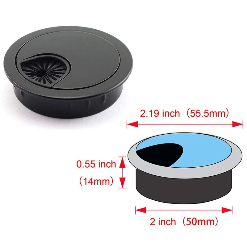 5 قطعة 2 بوصة مكتب سلك الحبل كابل الحلقات ثقب غطاء لمكتب الكمبيوتر مكتب كابل الحبل المنظم غطاء بلاستيكي