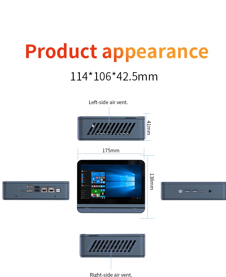 SZBOX MINI PC 7 Inch HD Mini PC AMD R5 7640HS R7 7840U R9 6900HS 6950HS DDR5 Hingga 64GB Wifi6 BT5.2 Komputer Desktop Game Kantor