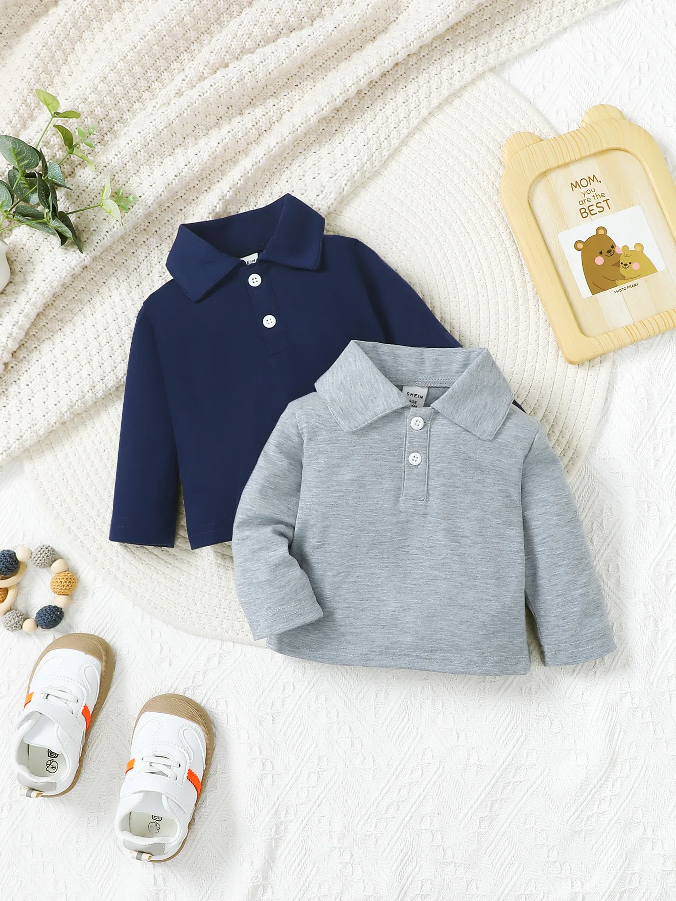 Spring And Autumn Pure Color Simple Long-Sleeved Polo Shirt For Boys Inside Top For Boys With Lapel Comfortable Base Shirt