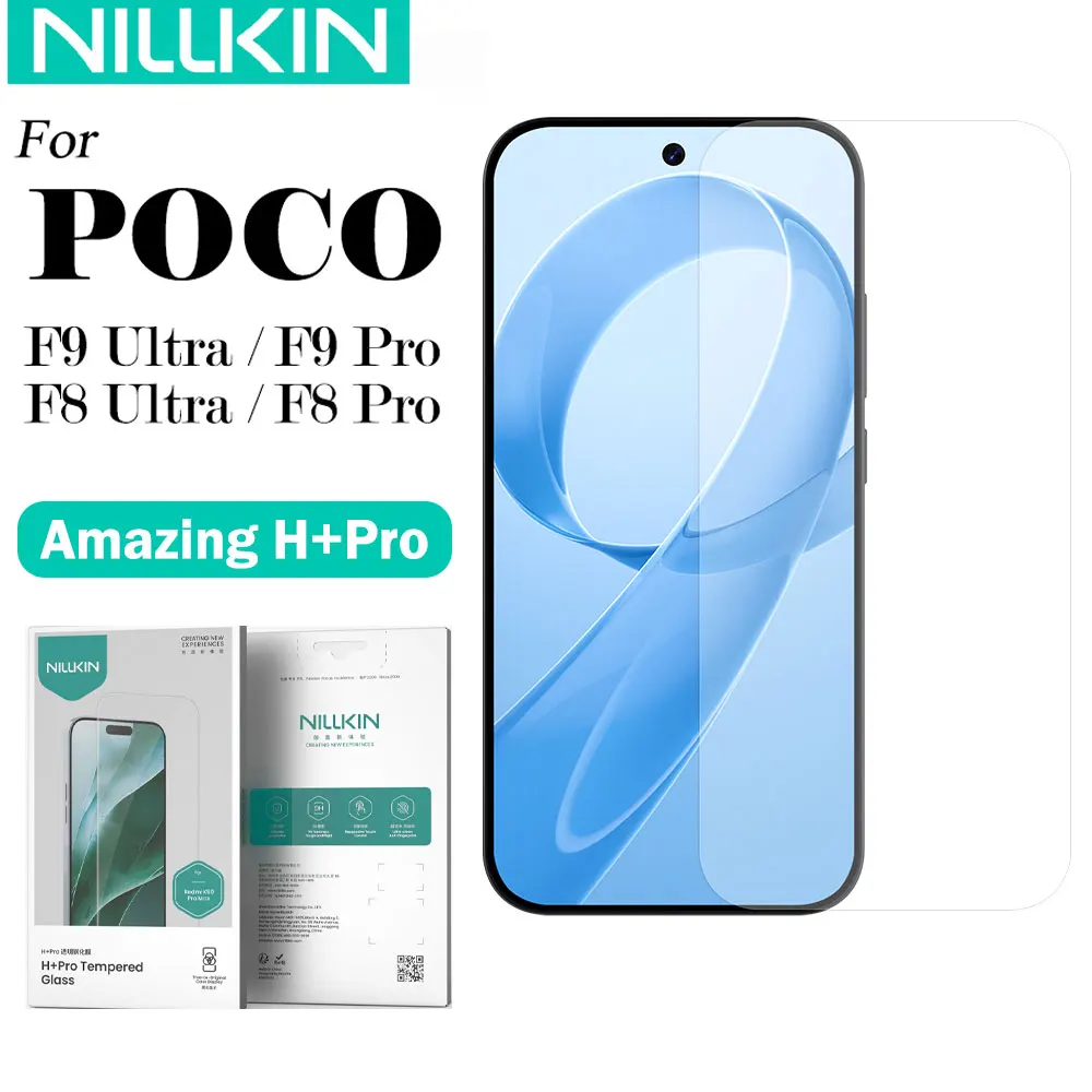 NILLKIN POCO F9 Ultra、F9 Pro、F8 Ultra、F8 Pro、H+ Proシリーズ対応、9H強化ガラス製、防爆スクリーン保護フィルム