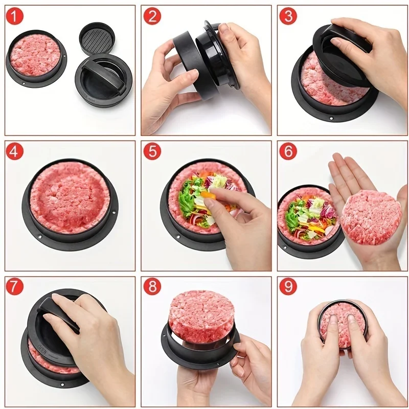 Round hamburger making tool meat press Burger Maker For Outdoor Picnic Grill Barbecue, Kitchen Tools, Kitchen Accessories