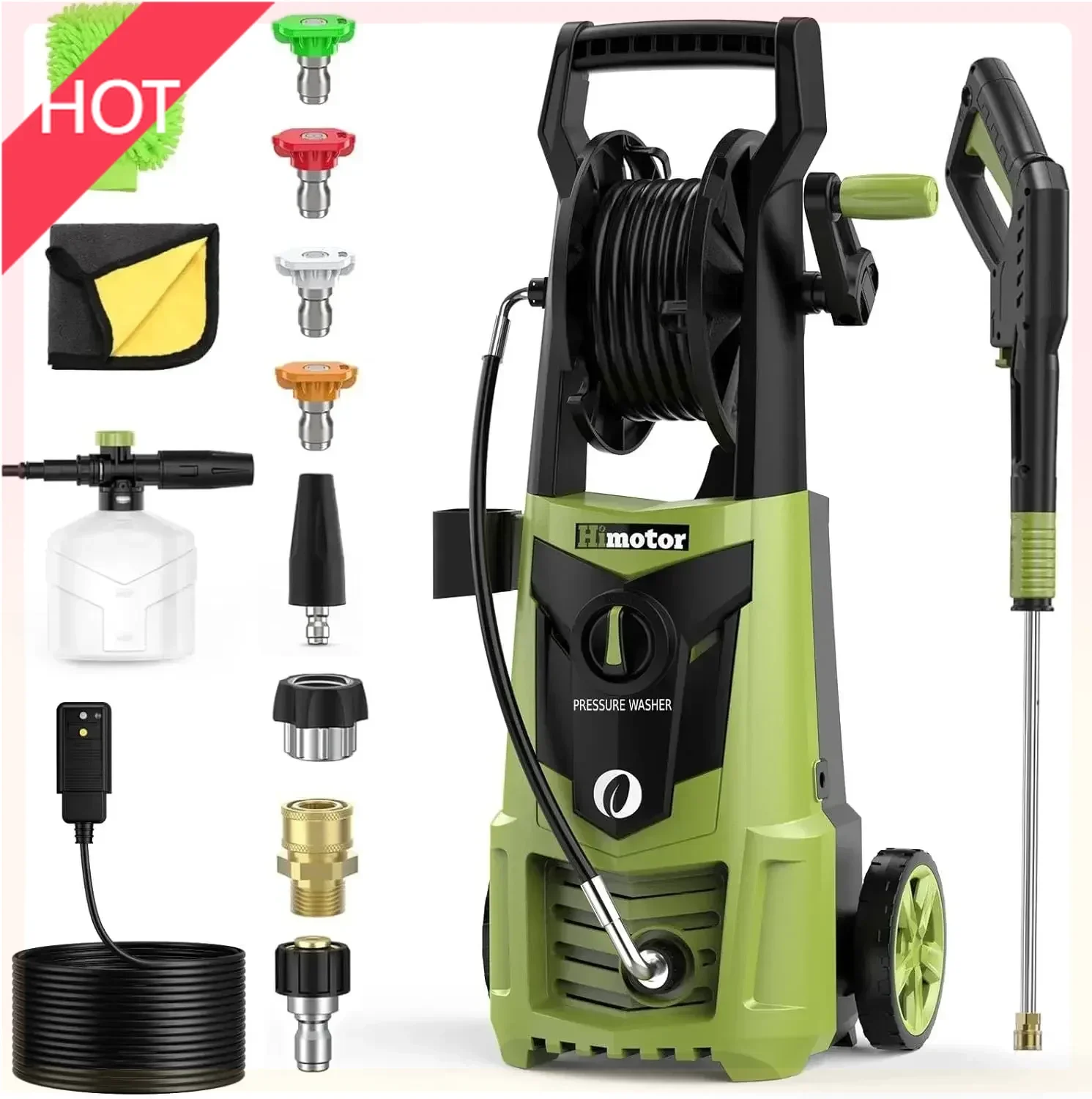 

(XMSJ)Pressure Washer, 4000PSI 2.8 GPM Power Washer: with 35FT Cord and 26FT Hose, Electric Pressure Washer 5 Nozzles