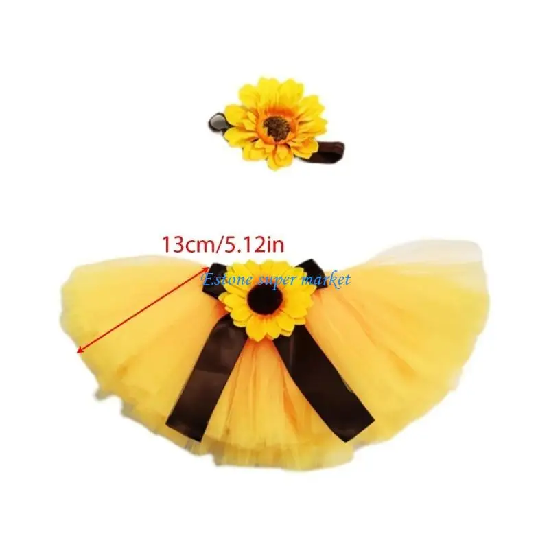 090b-赤ちゃんの写真の小道具写真撮影の服写真衣装ひまわりカチューシャちょう結びスカートの衣装幼児用