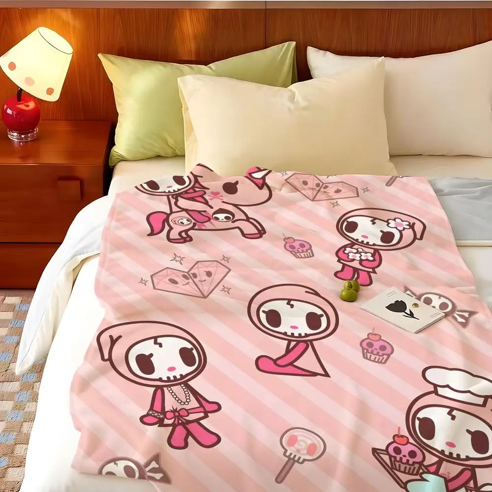 Brand t-tokidoki Throw Flannel Throw Blanket, Lightweight Cozy, Durable Washable cute Cool