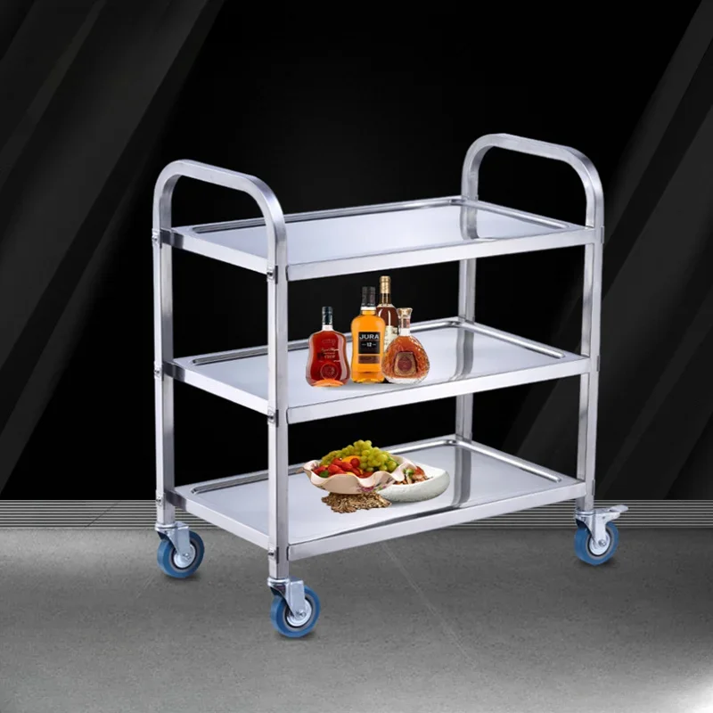 Three-tier Dining TrolleyStainless Steel Receiving TrolleyWine TrolleyMobile TrolleyBowl Trolley