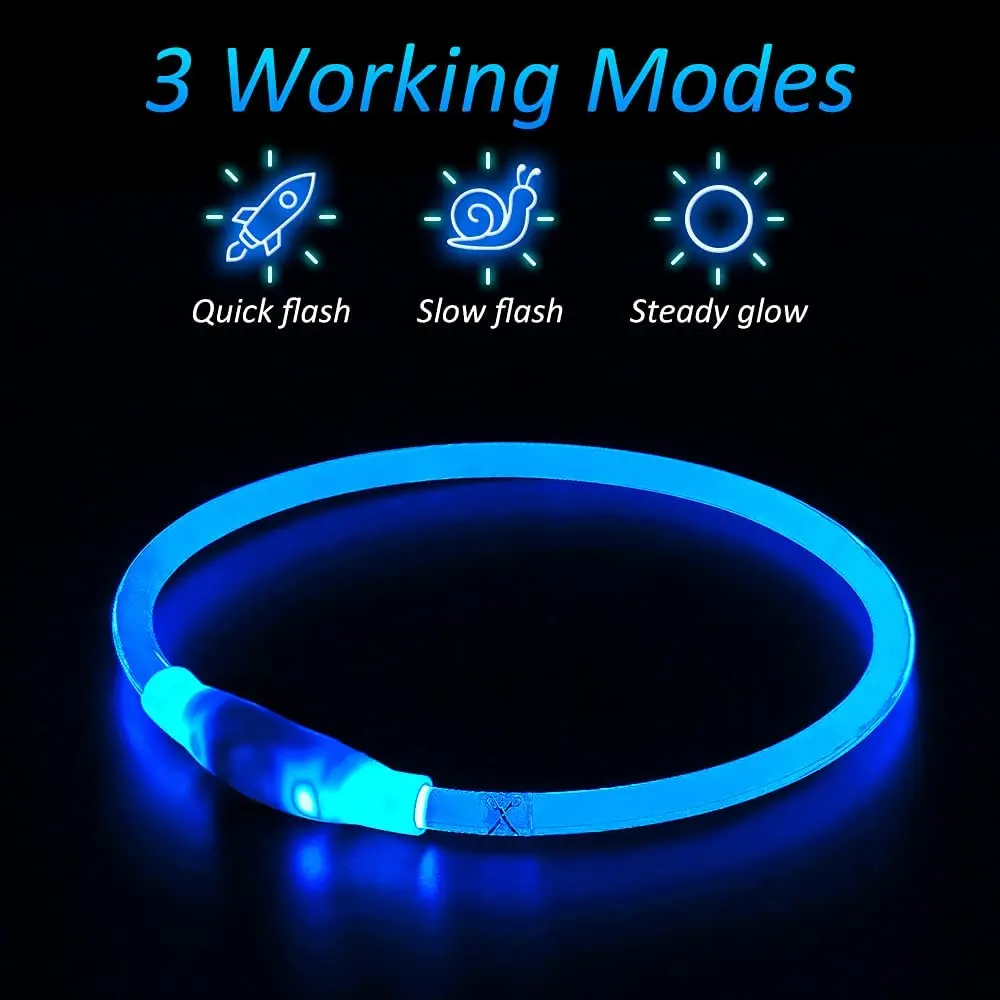 Usb Led Luminous Dog Collar Light Rechargeable Dog Necklace, Fashion Flashing DIY Glowing Safety Collar for Dogs Nighttime Walki