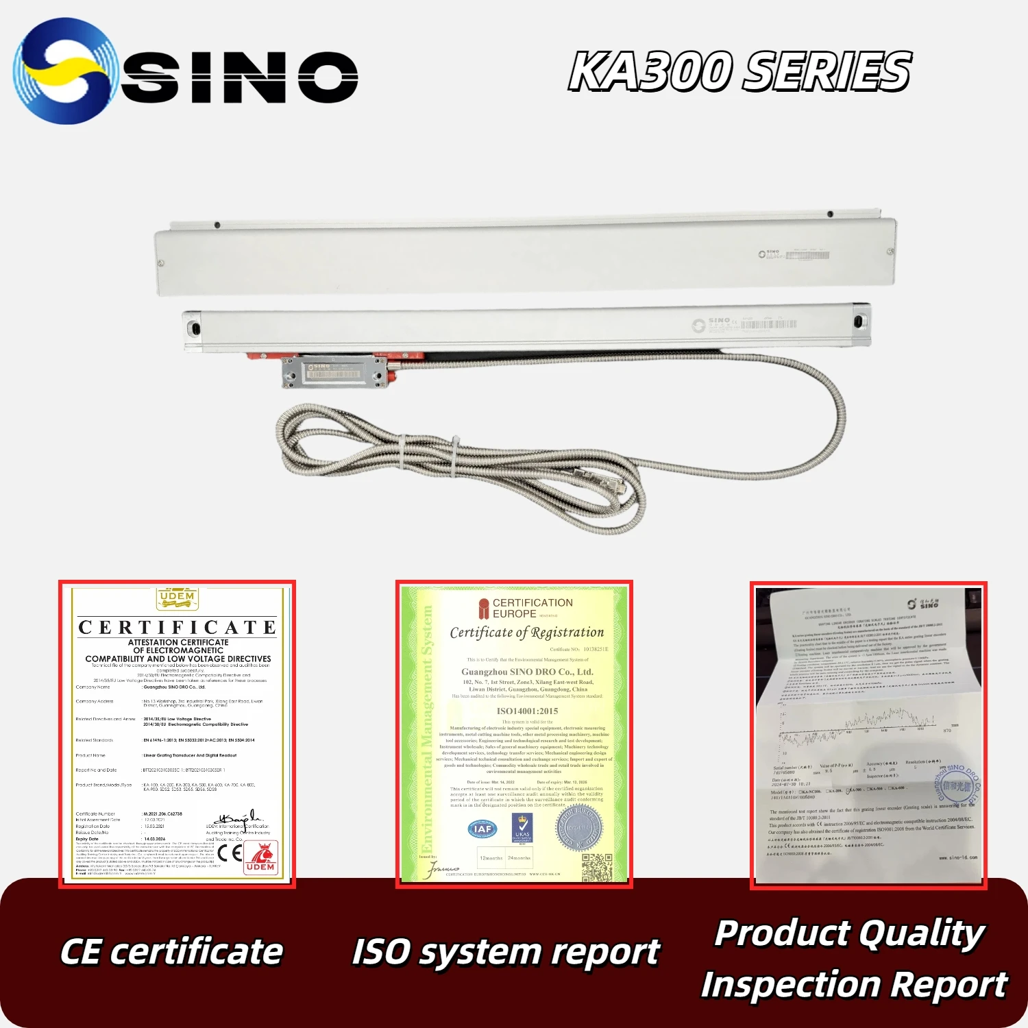 SINO DRO Linear Scale 5um TTL Lathe Mill Machine KA300 70mm 120mm 170mm 220mm 270mm 320mm 370mm Grating Ruler Optical Encoder