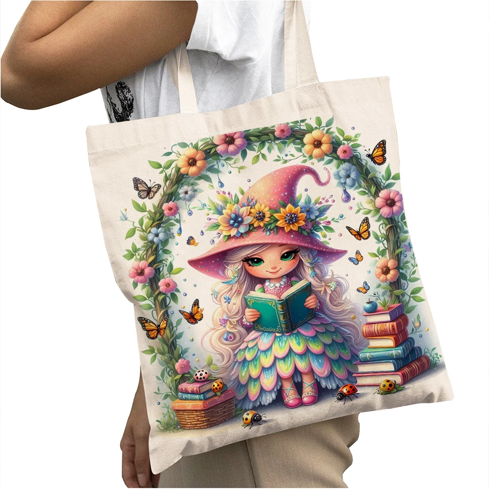 

Повседневная женская сумка-тоут с рисунком сада для чтения, детские сумки на плечо, сумки для покупок для девочек, эко-сумка-шоппер большой вместительности