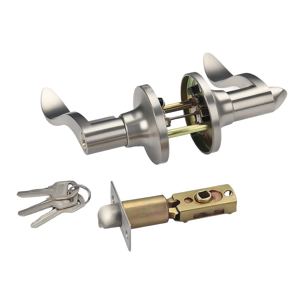 SUS Stainless Steel Chassis Zinc Alloy Wave Lever Keyed Entry Door Lock for Standard Interior Residential Doors